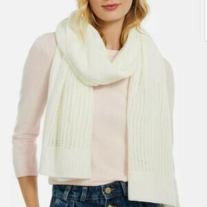 DKNY Open-Knit Blocked Scarf Cream NEW Originally $48 Winter Wrap
